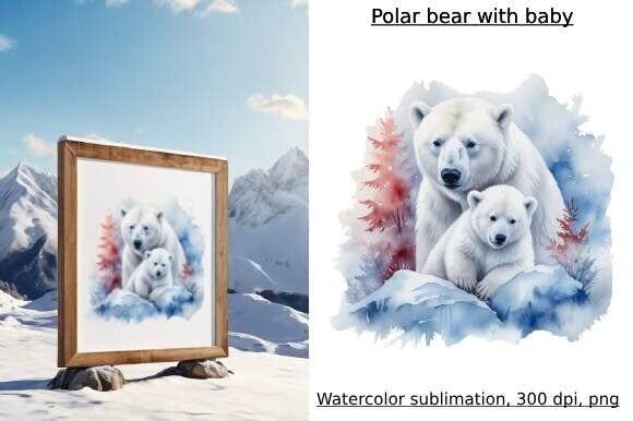 Download Polar Bear with Baby, PNG, Winter, - Polar bear Collection