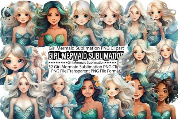 Download Girl Mermaid Sublimation Bundle - Mermaid sublimation Collection