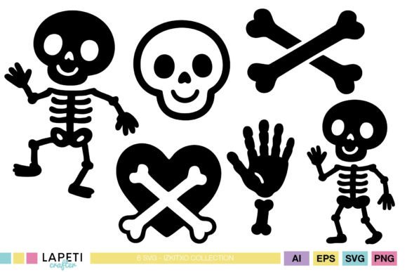 Download Cute Skeleton SVG Set for Halloween - Set Collection