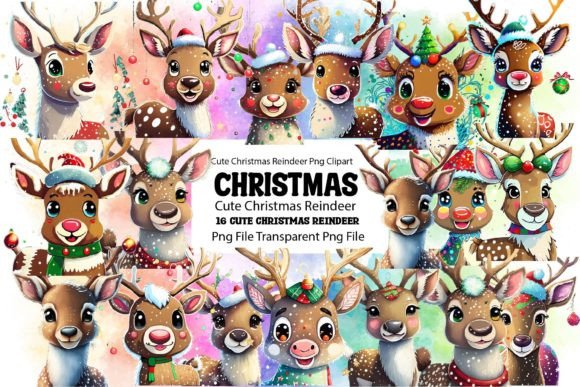 Download Cute Christmas Reindeer Bundle - Cute christmas Collection