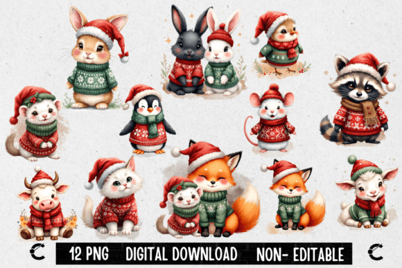 Download Cute Christmas Animals Bundle - Cute christmas Collection