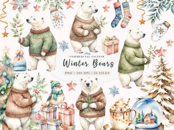 Download Polar Bear Clipart, Winter Bear Clipart, - Polar bear Collection