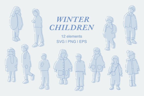 Download Winter Children Illustration ClipArt Set - Set Collection