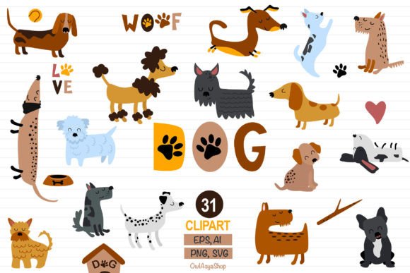 Download Dog Clipart Set, Animal Pets Clipart - Set Collection