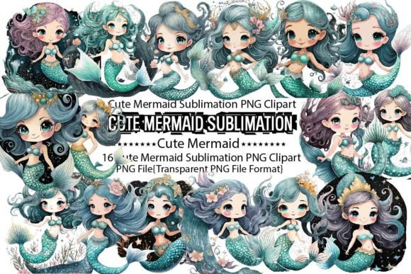 Download Cute Mermaid Sublimation Bundle - Mermaid sublimation Collection