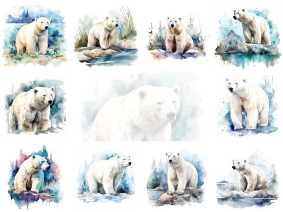 Download Polar Bear Watercolor Illustrations - Polar bear Collection
