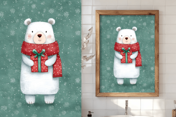 Download Watercolor Bear, Polar Bear, Christmas - Polar bear Collection