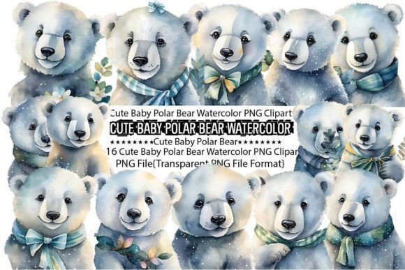 Download Cute Baby Polar Bear Watercolor Bundle - Polar bear Collection