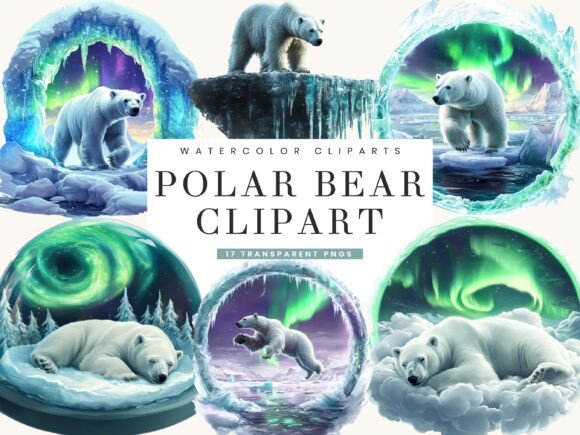 Download Watercolor Polar Bear Clipart Bundle - Polar bear Collection