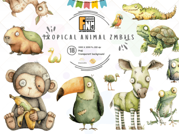 Download Zombie Jungle Animals PNG Clipart Set - Set Collection