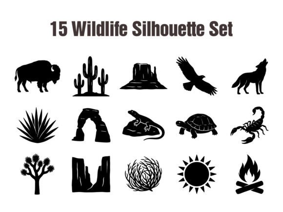 Download Desert Wildlife Silhouette Set SVG - Set Collection