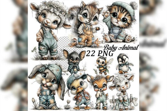 Download Whimsical Baby Animal Clipart Set - Set Collection