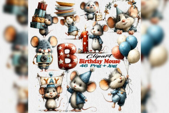 Download Birthday Mouse Clipart PNG Party Set - Set Collection