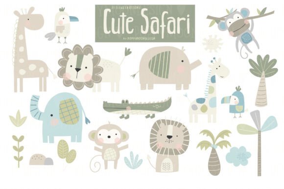 Download Cute Safari Clipart Set - Set Collection
