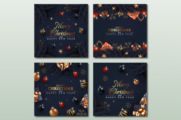 Download Set of Merry Christmas Greeting Card - Set Collection