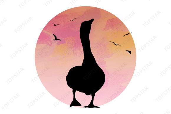 Download Duck Silhouette with Watercolor Sunset - Set Collection