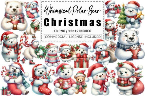 Download Whimsical Polar Bear Christmas Pack. - Polar bear Collection