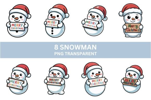 Download Cute Snowman Clipart PNG Set - Set Collection