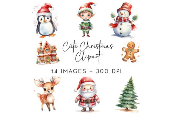 Download Cute Christmas Watercolor Clipart - Cute christmas Collection