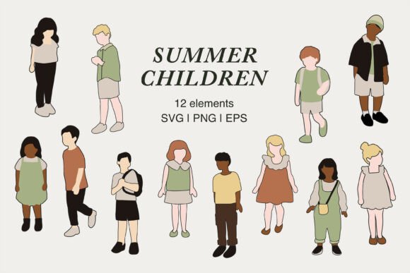Download Summer Children Illustration ClipArt Set - Set Collection