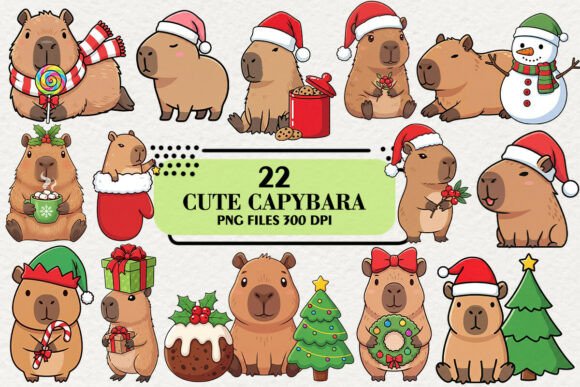 Download Cute Christmas Capybara Clipart - Cute christmas Collection