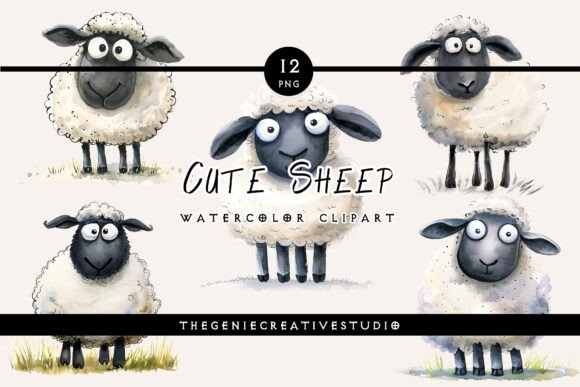 Download Cute Sheep PNG Clipart Set - Set Collection