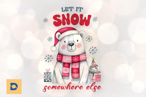 Download Cute Polar Bear Let It Snow Xmas PNG - Polar bear Collection