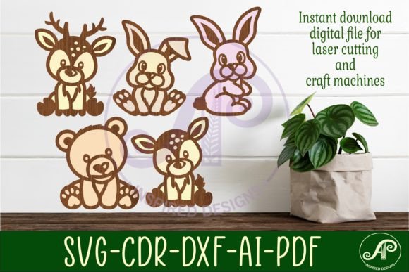 Download Woodland Animals Set 1 Two Layer Laser - Set Collection