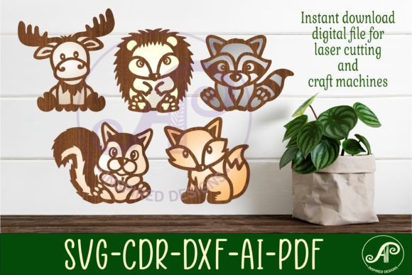 Download Woodland Animals Set 2 Two Layer Laser - Set Collection