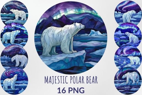 Download Stained Glass Majestic Polar Bear Bundle - Polar bear Collection