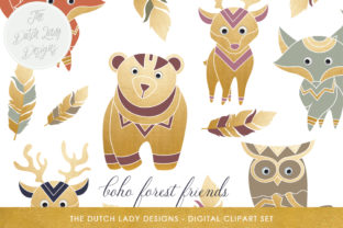 Download Boho Forest Friends Clipart Set - Set Collection