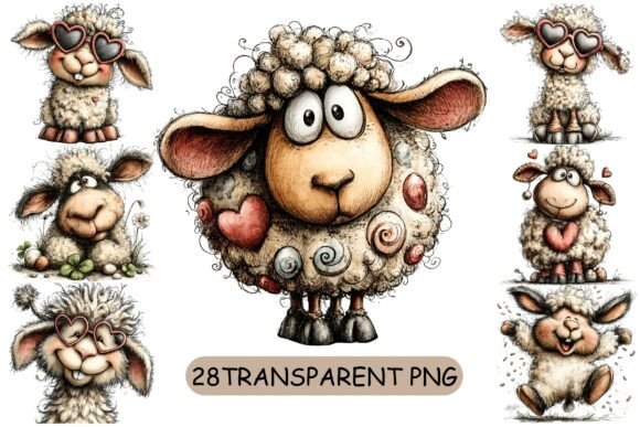 Download 28 Whimsical Sheep PNG Clipart Set - Set Collection