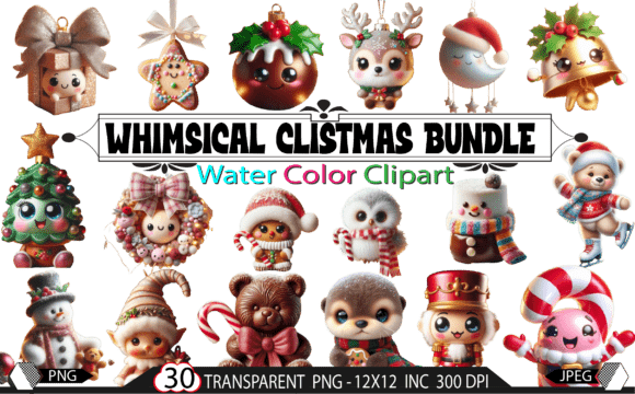 Download 30 PNG,Cute Christmas Animals Bundle - Cute christmas Collection