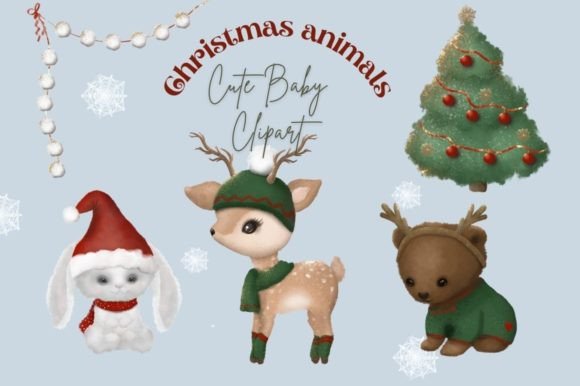 Download Cute Christmas Watercolor Animals Baby C - Cute christmas Collection