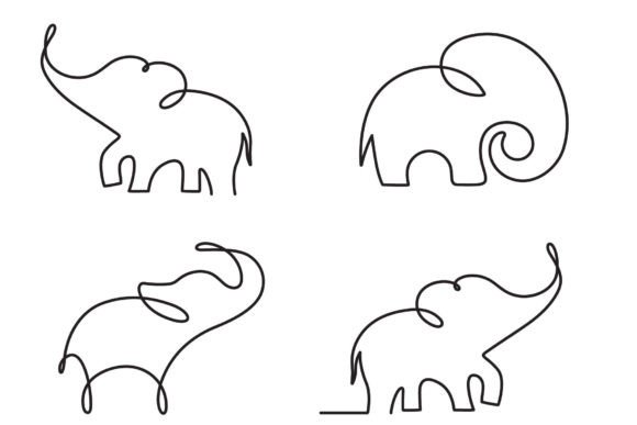 Download Elephant Single Line Art Set - Set Collection