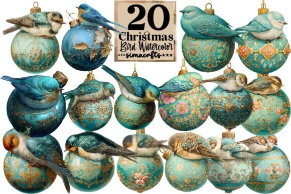 Download Christmas Bird Clipart Set Watercolor - Set Collection