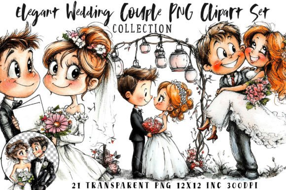Download Elegant Wedding Couple PNG Clipart Set - Set Collection