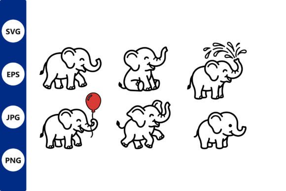Download Elephant Line Art Set - Set Collection