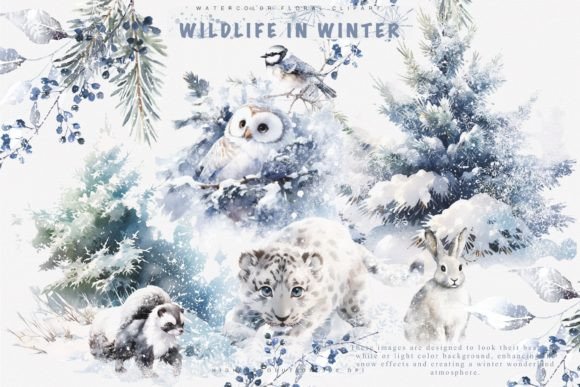 Download Watercolor Winter Animals Clipart Set - Set Collection