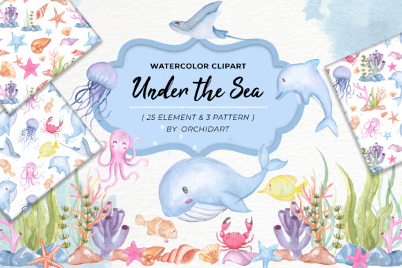 Download Cute Animal Undersea Watercolor Set - Set Collection