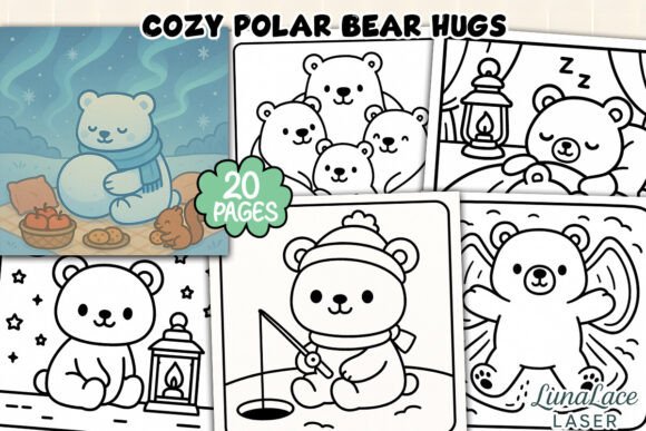 Download Cozy Polar Bear Hugs Coloring Page - Polar bear Collection
