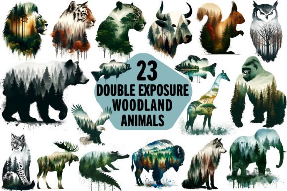 Download Double Exposure Woodland Animals Set - Set Collection