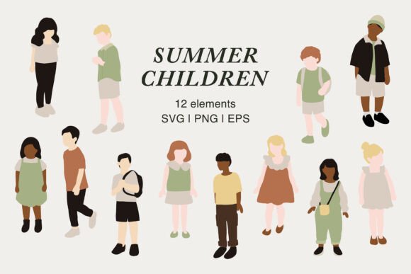 Download Summer Children Illustration ClipArt Set - Set Collection