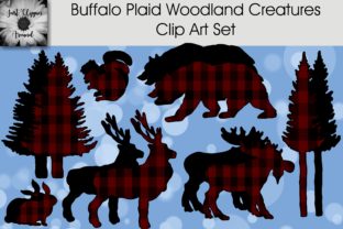 Download Buffalo Plaid Woodland Creatures Clip Art Set - Set Collection